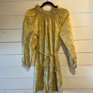 J Crew Liberty of London fabric cottagecore gold floral dress sz M